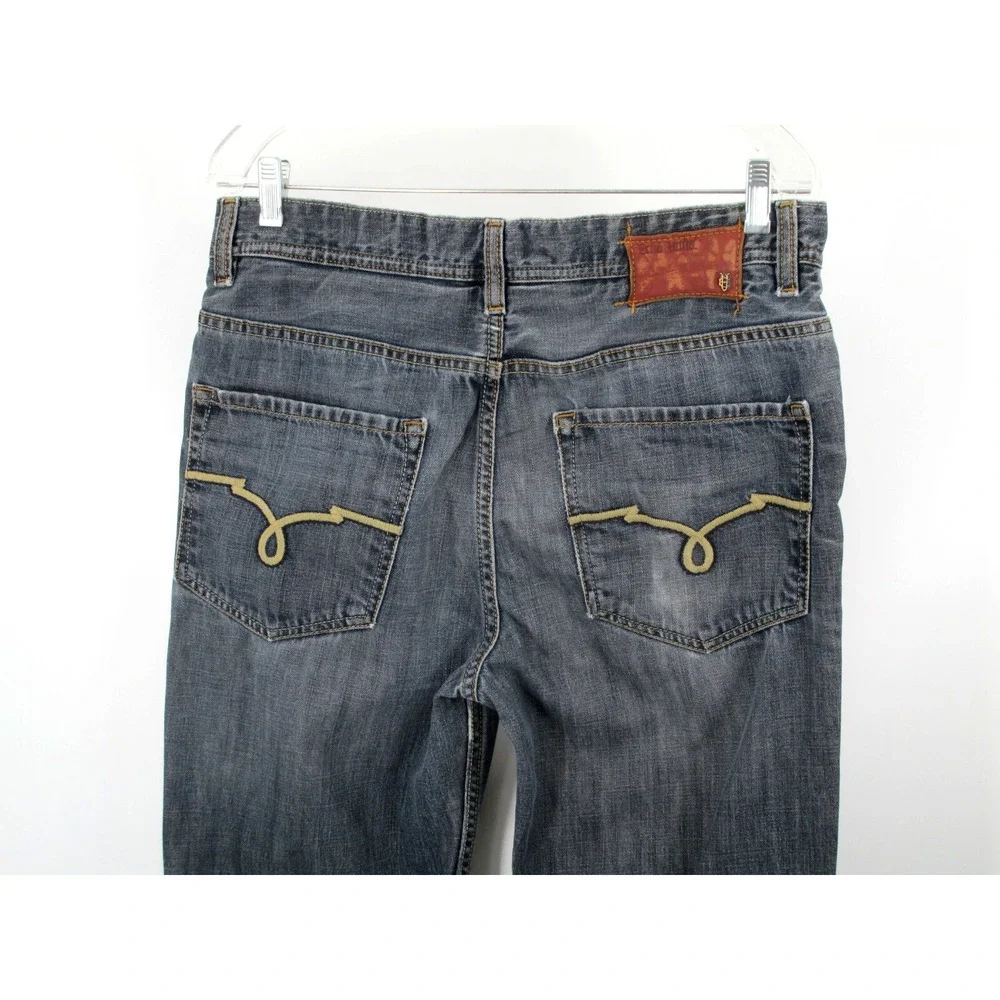 ECKO UNLTD 1972 Straight Leg Jeans Men 34/30 Blue Denim Distressed Mid Rise